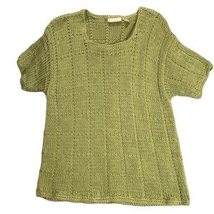 Nordstrom Lime green XL SS cable knit sweater top